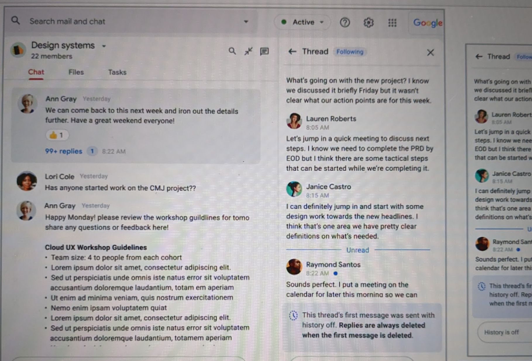 Original message: History Off + Current State: History Off UI