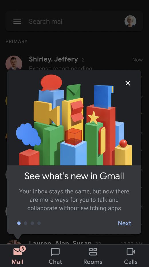 Onboarding Step 1: See what's new in Gmail